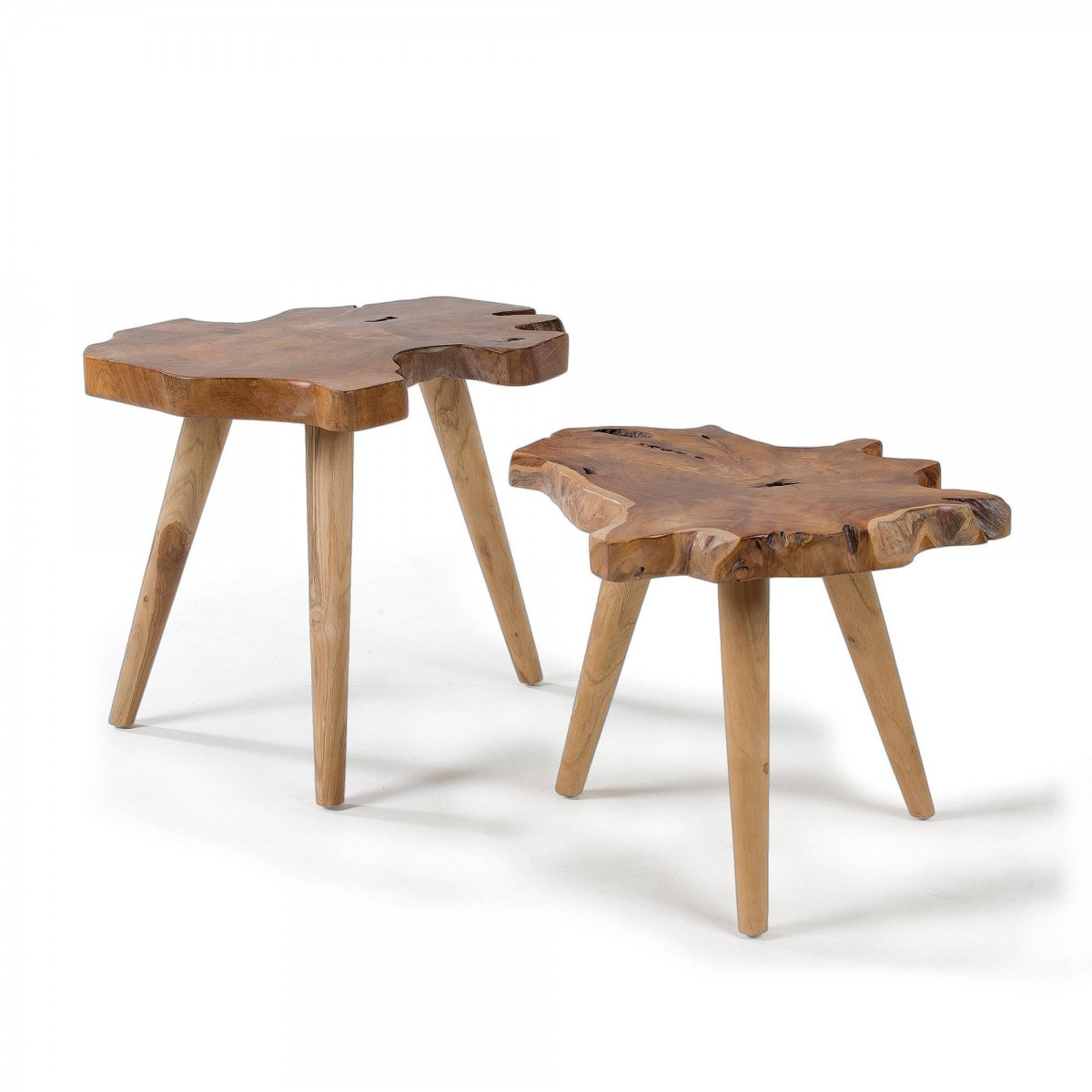 Mesas auxiliares baratas de madera natural
