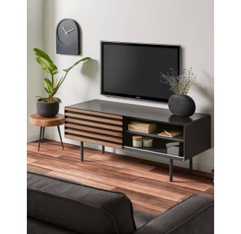 Mueble Tv Perdita madera negro chapado nogal