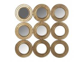 Espejo pared Tiberio 9 círculos metal dorado envejecido