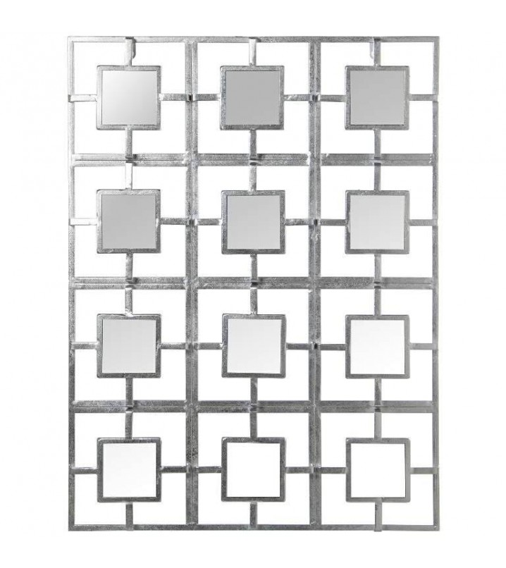Espejo pared Zane 12 cuadrados metal plateado