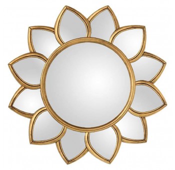 Espejo pared Goldyna flor resina dorada 66x66