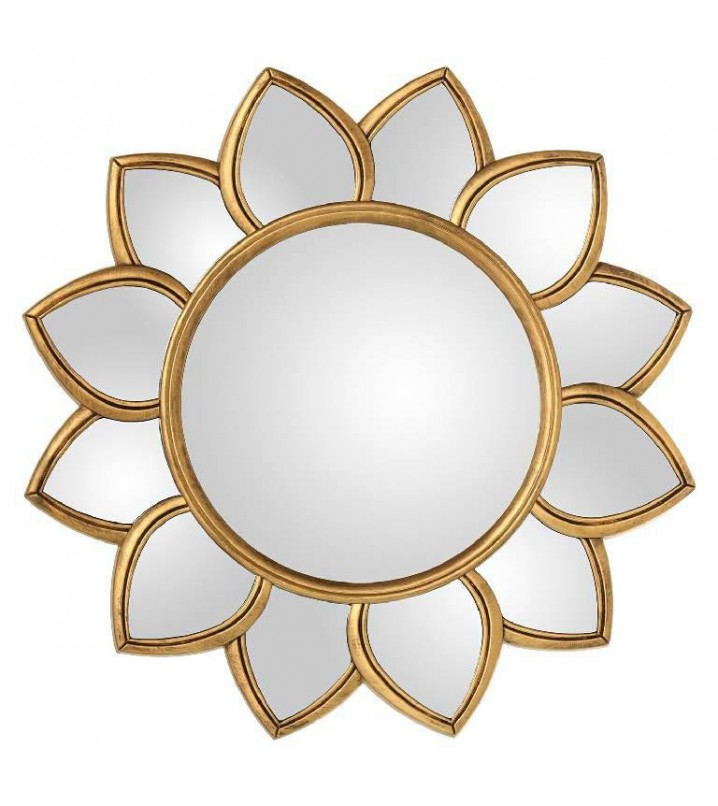 Espejo pared Goldyna flor resina dorada 66x66