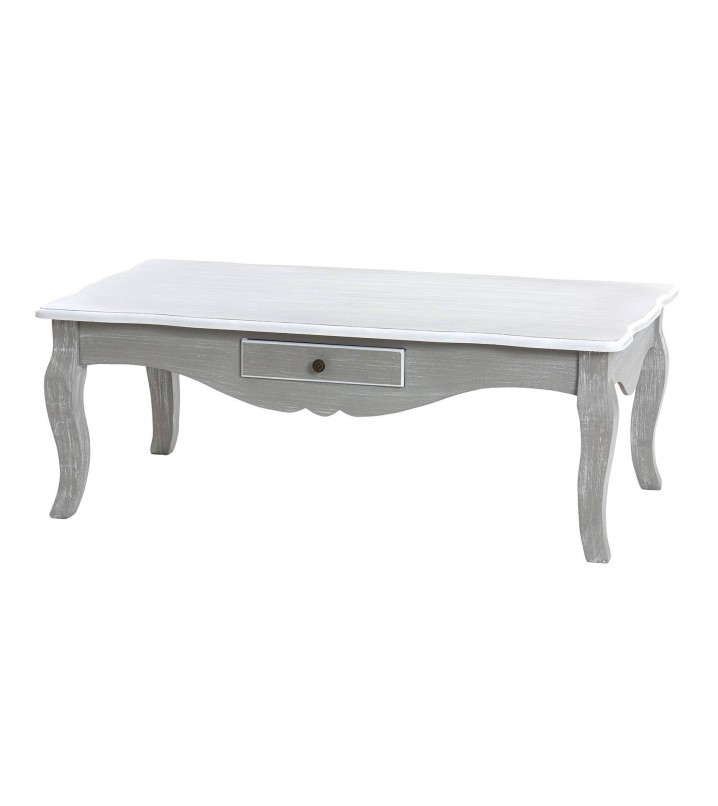 Mesa de centro Agelaos clásica madera gris y blanca