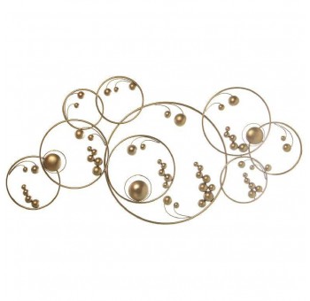 Decoración de pared círculos y bolas metal dorado