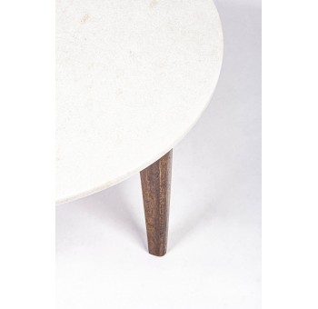 Mesa de auxiliar Qames tablero mármol patas madera