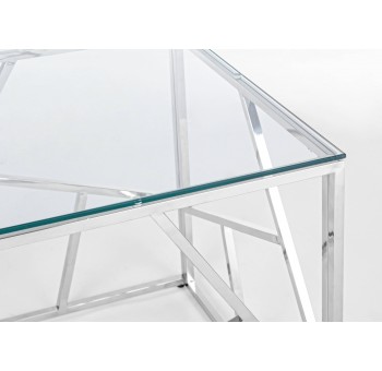 Mesa auxiliar Lahn cubo acero vidrio