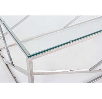 Mesa de centro Lahn cubo acero vidrio