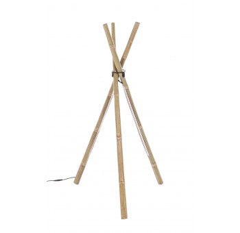 Lámpara de pie trípode bambú natural