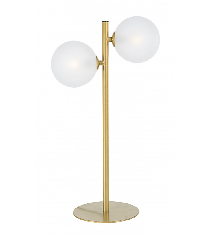 Lámpara de mesa Antero globos blancos metal dorado