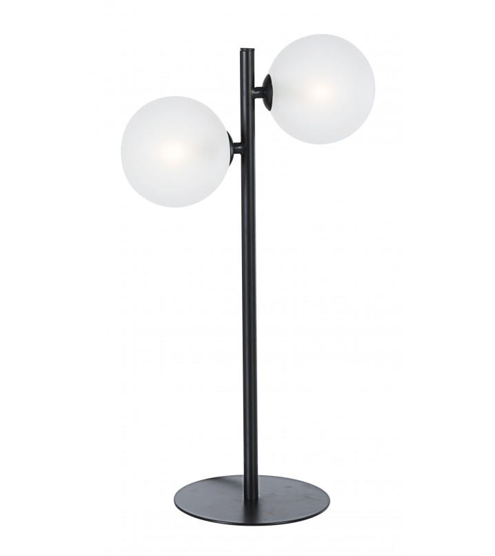 Lámpara de mesa Antero globos blancos metal negro