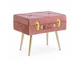 Taburete Kuchibiru maleta terciopelo rosa