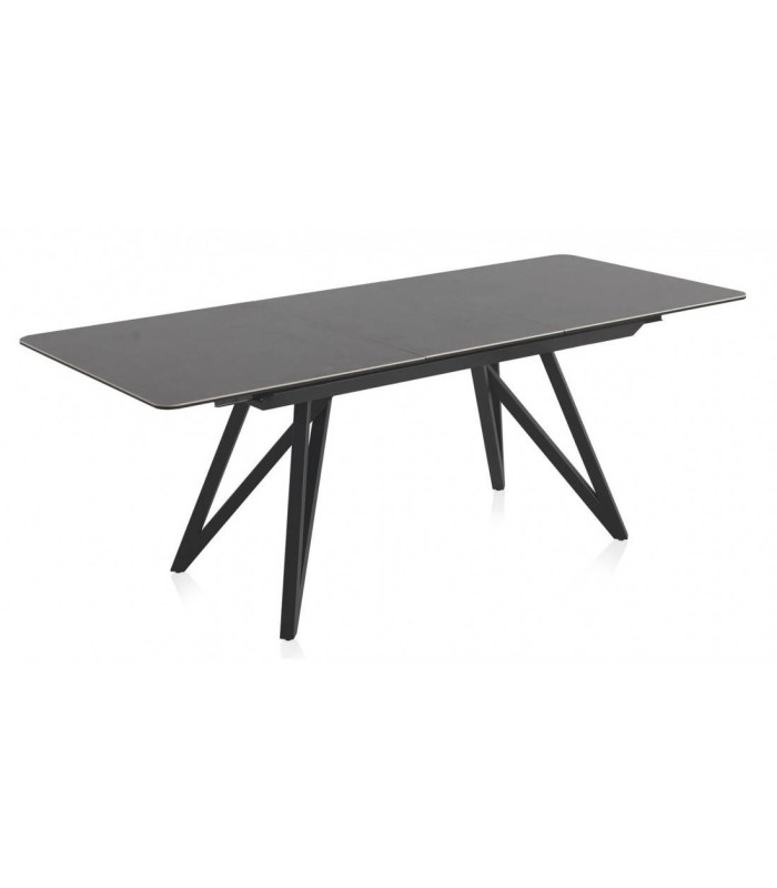 Mesa comedor extensible Niklas cerámica gris y negra