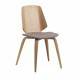 Set 4 sillas comedor Konsta madera tapizado gris roble