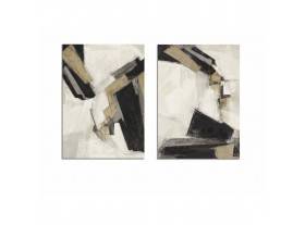 Set 2 cuadros lienzo Dimiter abstractos negro gris