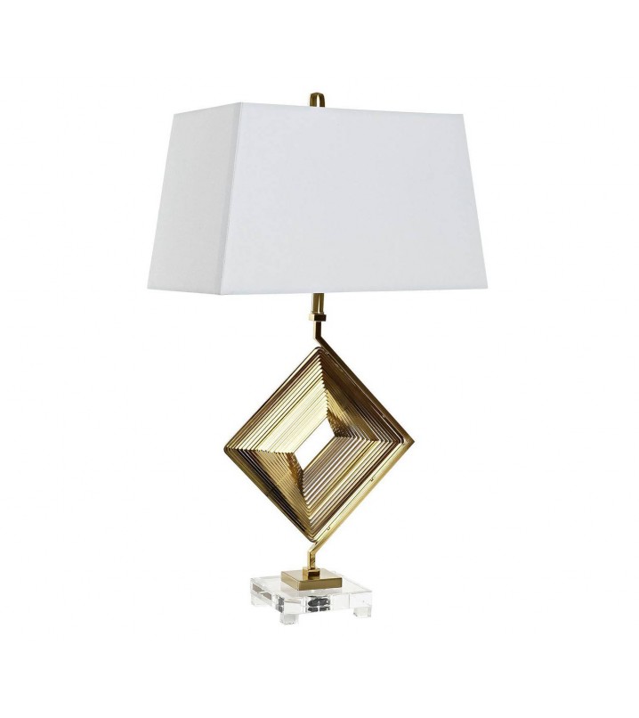 Lámpara de mesa Yaroslav metal dorado pantalla blanca