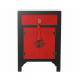 Mesa de noche Kaede madera abeto rojo y negro 1 cajón 2 puertas