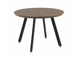 Mesa comedor redonda Veronika madera roble patas metal negro