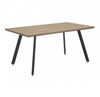 Mesa comedor rectangular Veronika madera roble patas metal negro