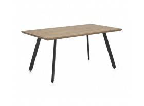 Mesa comedor rectangular Veronika madera roble patas metal negro