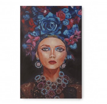 Cuadro lienzo Yekaterina mujer flores al óleo pintado a mano