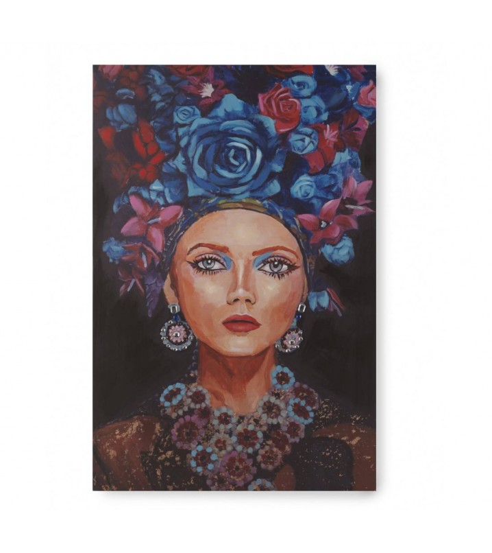 Cuadro lienzo Yekaterina mujer flores al óleo pintado a mano