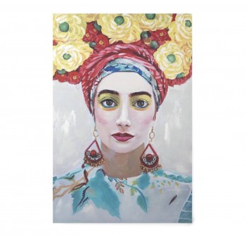 Cuadro lienzo Yeva mujer flores al óleo pintado a mano