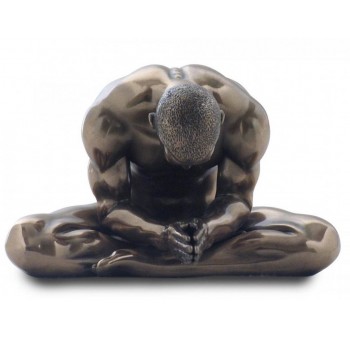 Figura hombre desnudo mirada baja resina bronce
