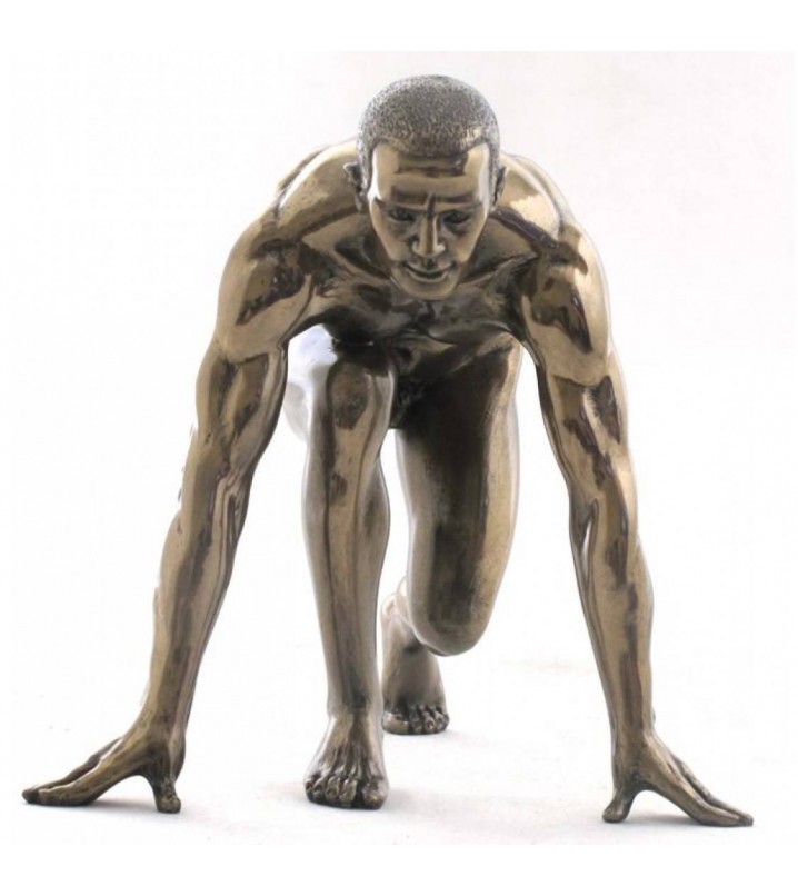 Figura hombre desnudo corredor resina bronce
