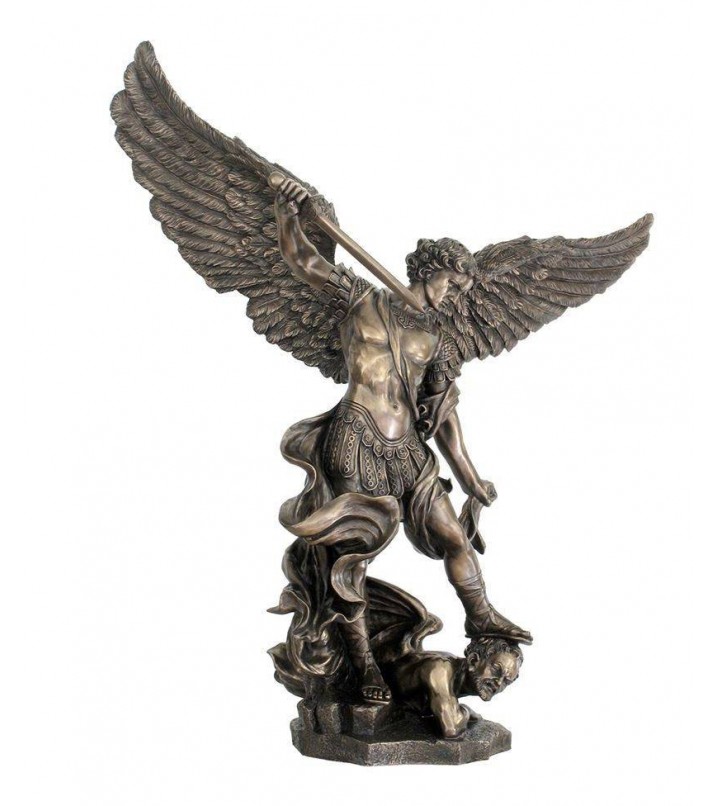 Figura San Miguel demonio resina bronce