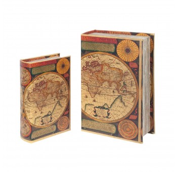 Caja libro decoración Mapa del Mundo antiguo