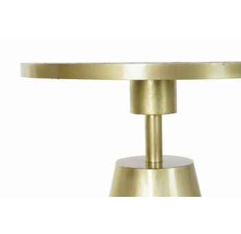 Mesa auxiliar redonda Sebastian metal dorado y mármol