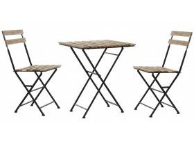 Set de 2 sillas con mesa madera pino metal plegable