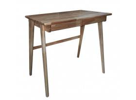 Mesa escritorio Amadi 2 cajones madera envejecida marrón