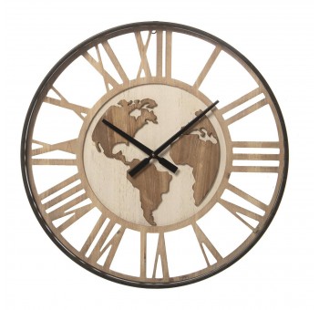 Reloj pared Munsol madera mapamundi