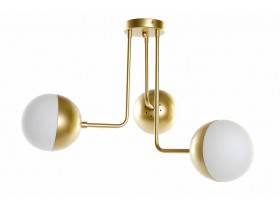 Lámpara de techo Gabor 3 globo blancos metal dorado