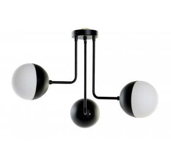 Lámpara de techo Gabor 3 globos blanco metal negro