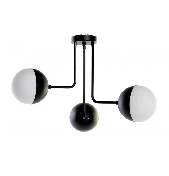 Lámpara de techo Gabor 3 globos blanco metal negro