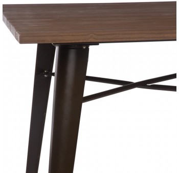 Mesa cuadrada Tolix II madera y metal negro