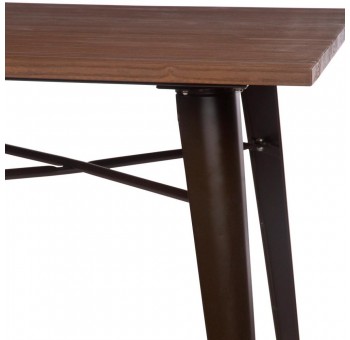 Mesa rectangular Tolix II madera patas metal negro