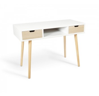 Consola escritorio Panou madera blanca 2 cajones