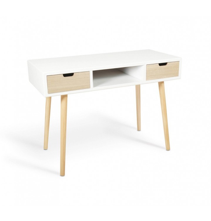 Consola escritorio Panou madera blanca 2 cajones