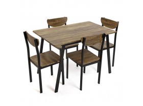 Juego de mesa con 4 sillas marrón