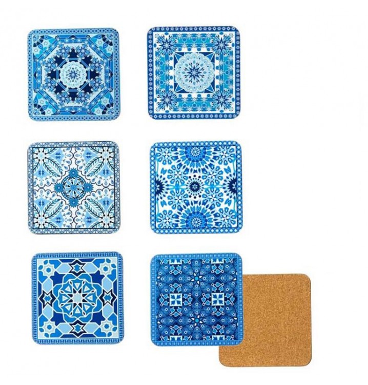 Set 6 posavasos mosaico azul