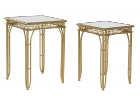 Set de 2 mesas auxiliares Tanimuka metal dorado espejo