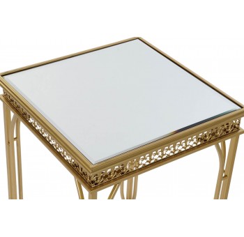 Set de 2 mesas auxiliares Tanimuka metal dorado espejo