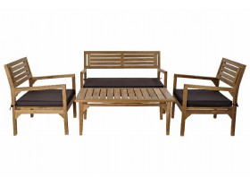 Conjunto de terraza sofá mesa sillas madera teka