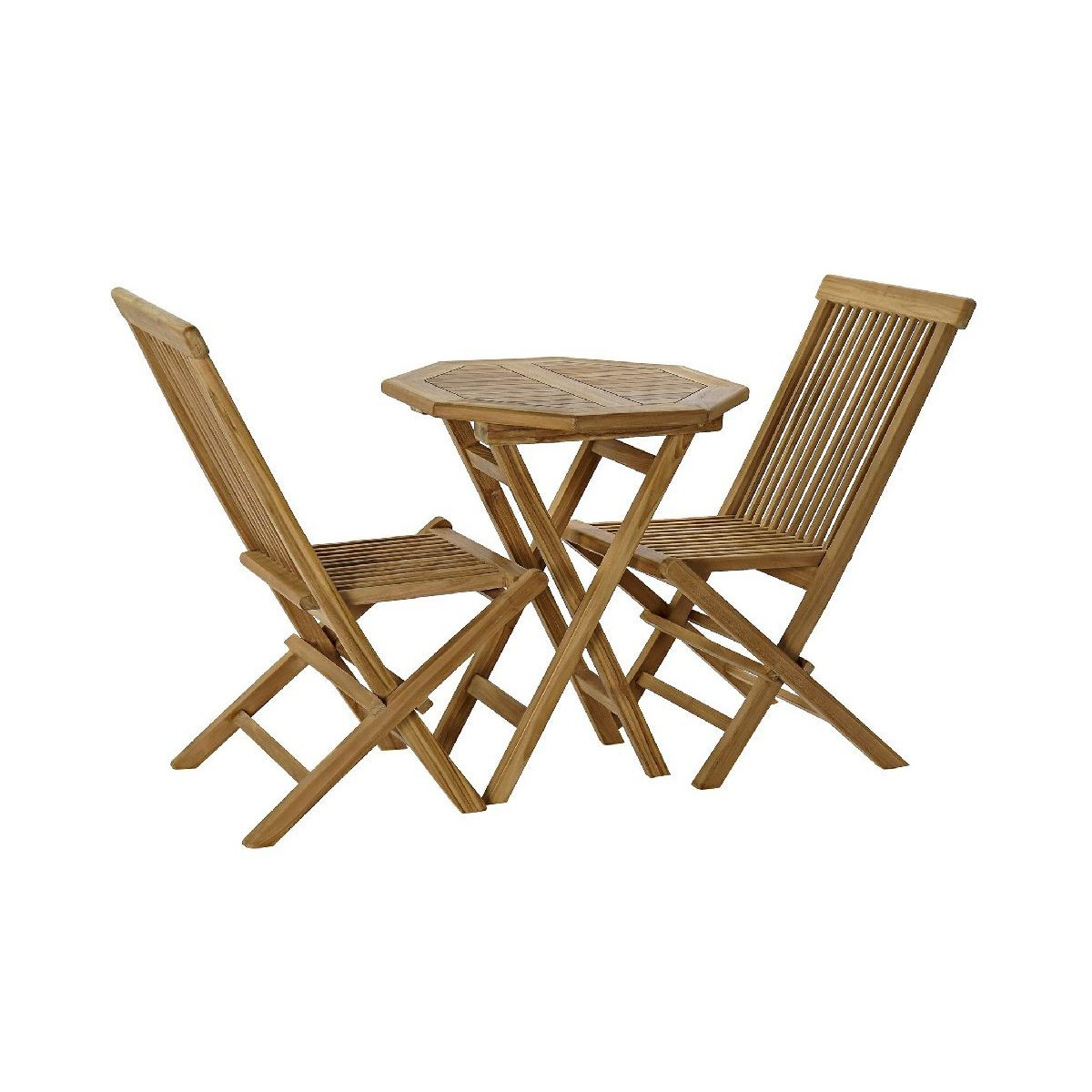 Armonía Premonición Degenerar Conjunto de terraza 2 sillas mesa redonda madera teka natural D60