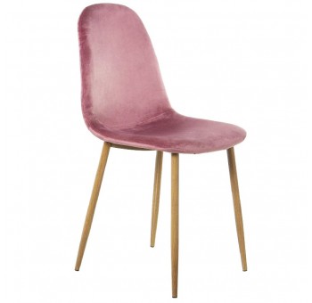 Set de 4 sillas Ulwa terciopelo rosa metal