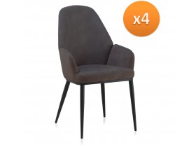 Set 4 sillas Chaska gris oscuro con reposabrazos