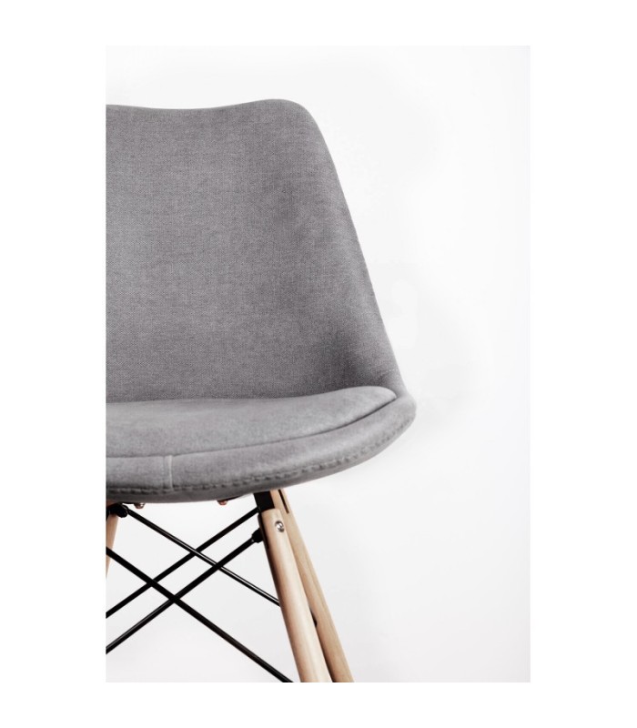 Silla Augun tapizado gris patas haya